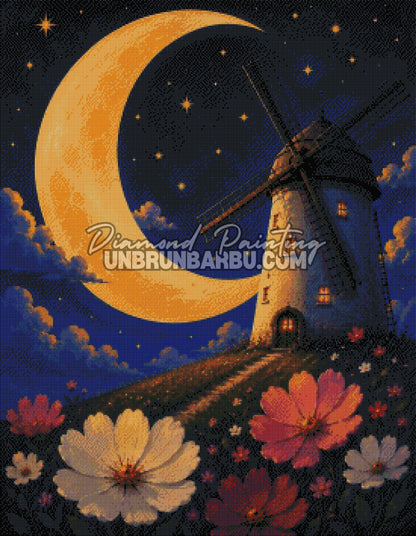 diamond painting moulin lune doree 70x90 rendu diamante
