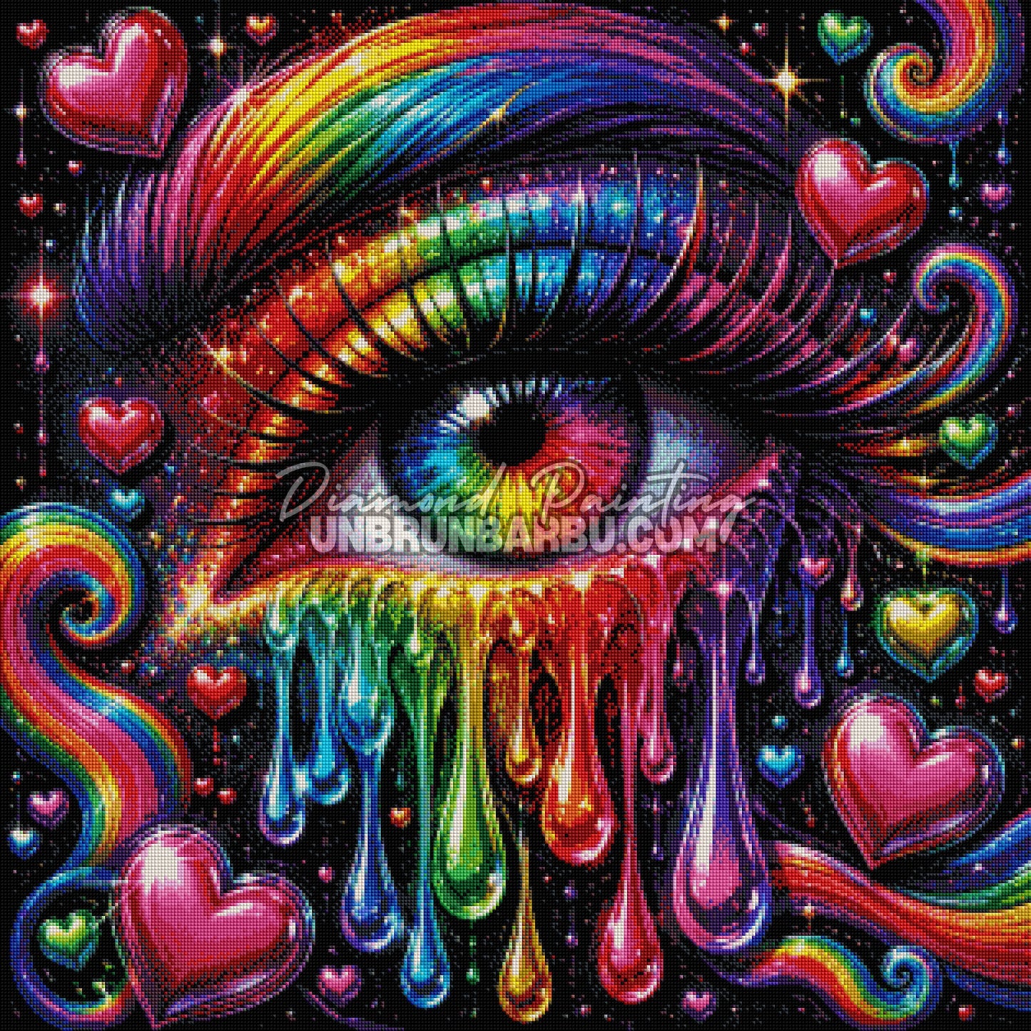 diamond painting oeil des emotions 80x80 rendu diamante detaille effet peinture coloree