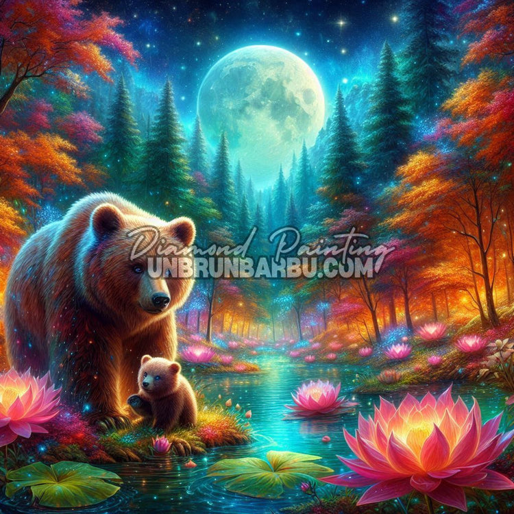Diamond Painting - L’Ourse & Son Ourson – 120×120 cm