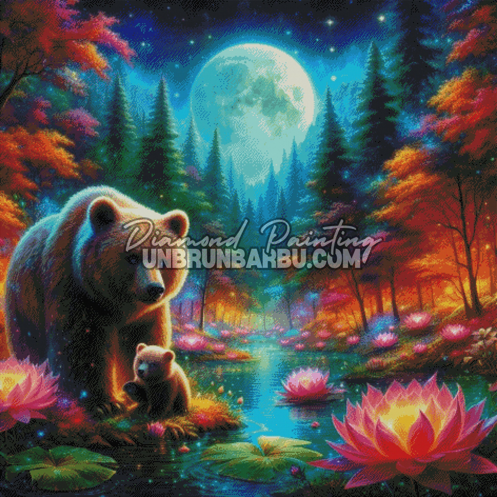 diamond painting ourse ourson rendu diamants effet lumineux nature