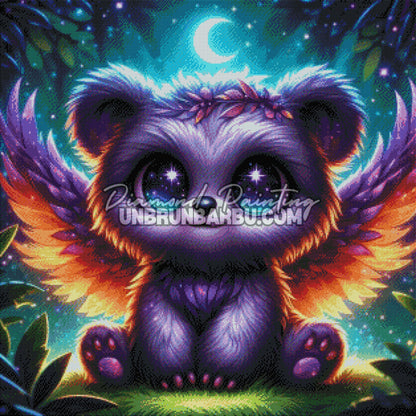 diamond painting ourson rendu diamants effet lumineux kawaii etoiles
