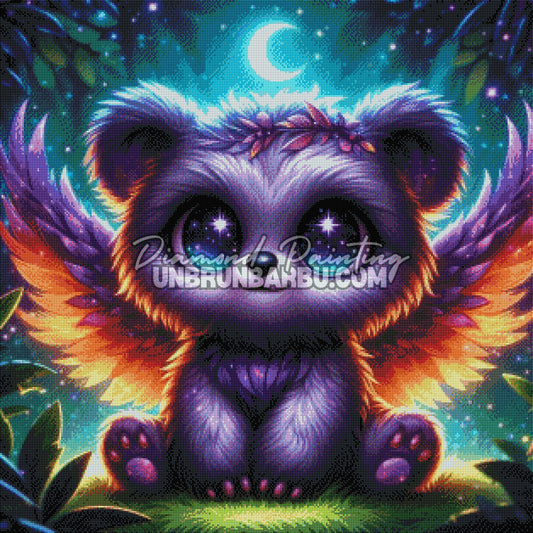diamond painting ourson rendu diamants effet lumineux kawaii etoiles