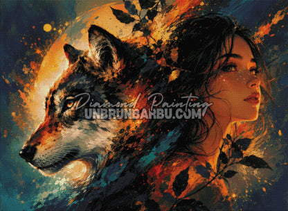 diamond painting pacte avec le loup 130x95 cm rendu diamante complet