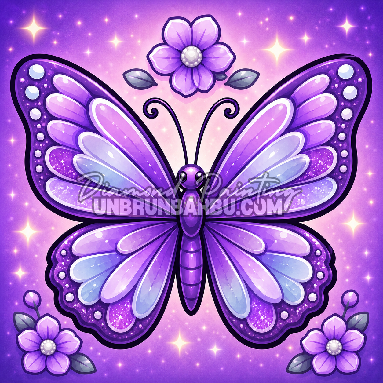 diamond painting papillon lavande enchantee 40x40 tons violets lumineux
