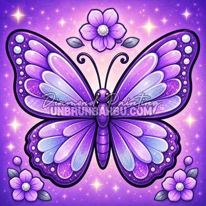 diamond painting papillon lavande enchantee 40x40 tons violets lumineux
