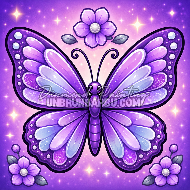 diamond painting papillon lavande enchantee 40x40 tons violets lumineux
