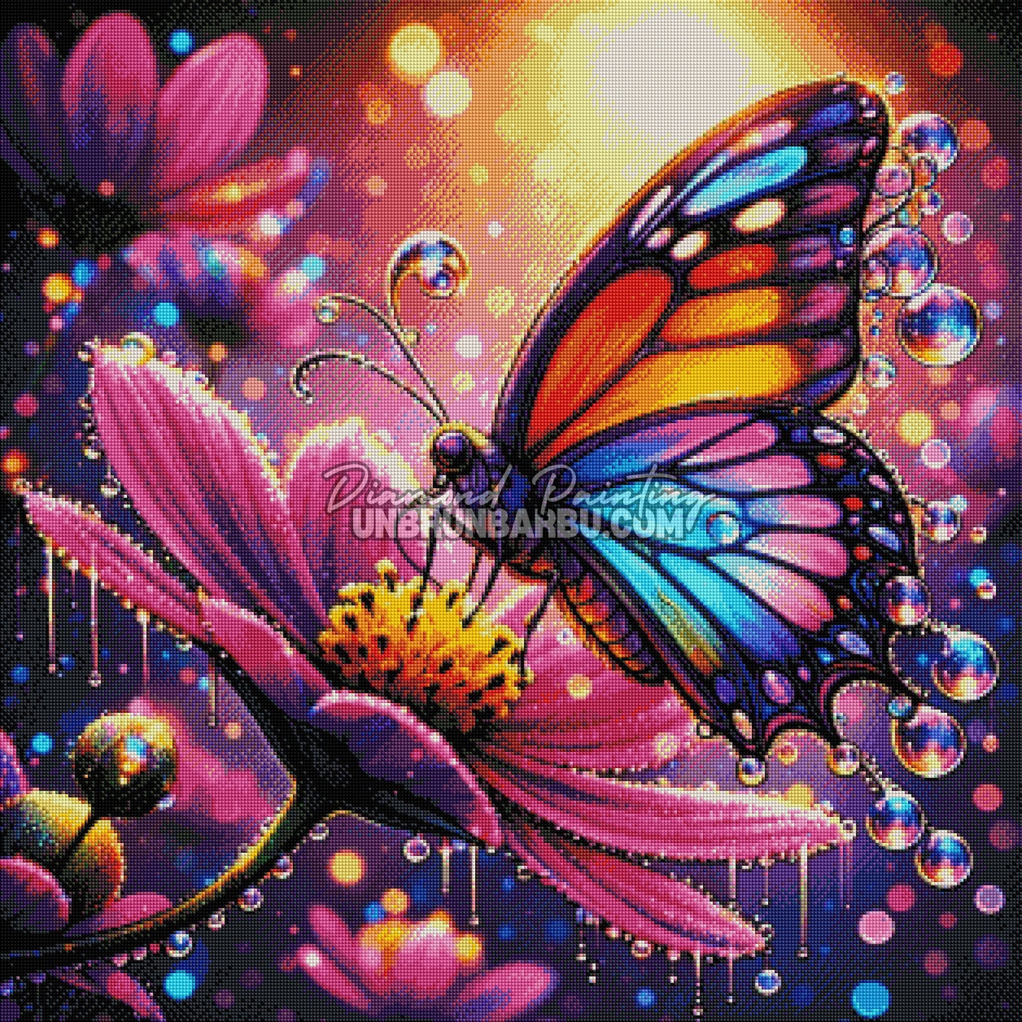 rendu diamond painting papillon effet diamant brillant