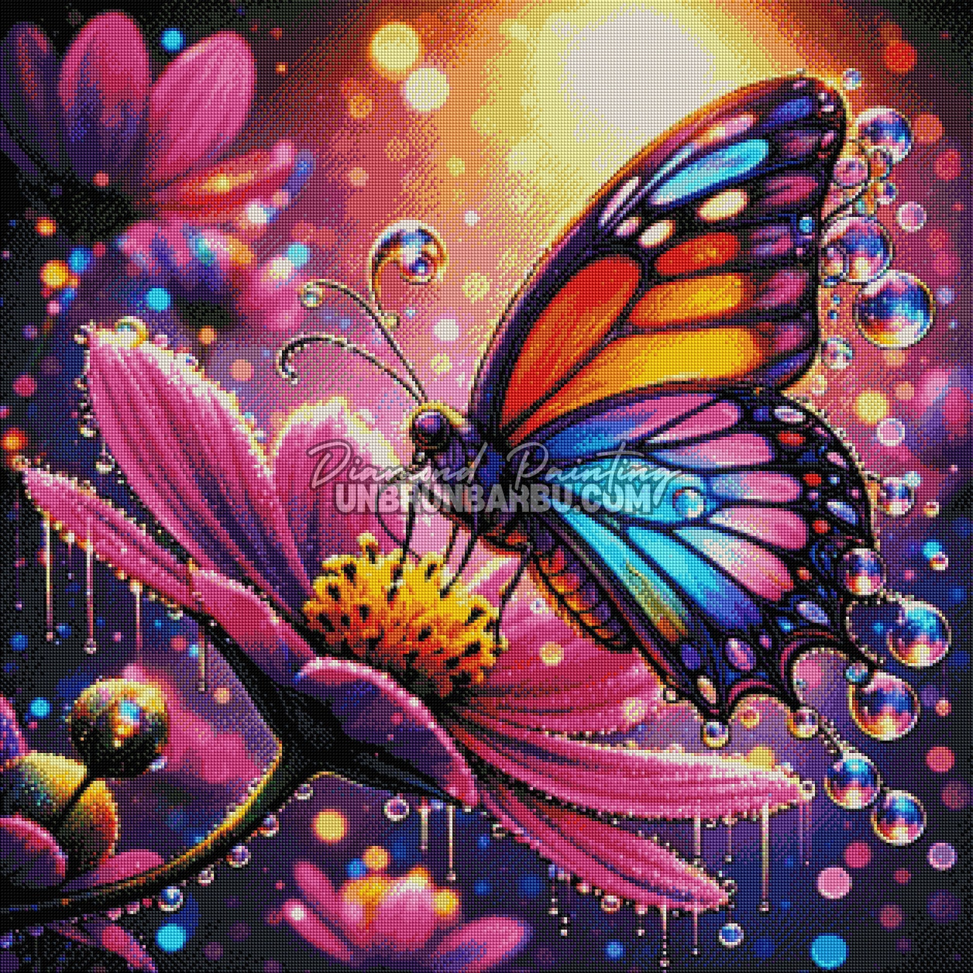 rendu diamond painting papillon effet diamant brillant