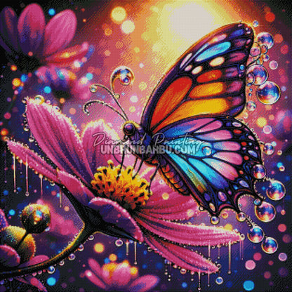 rendu diamond painting papillon effet diamant brillant