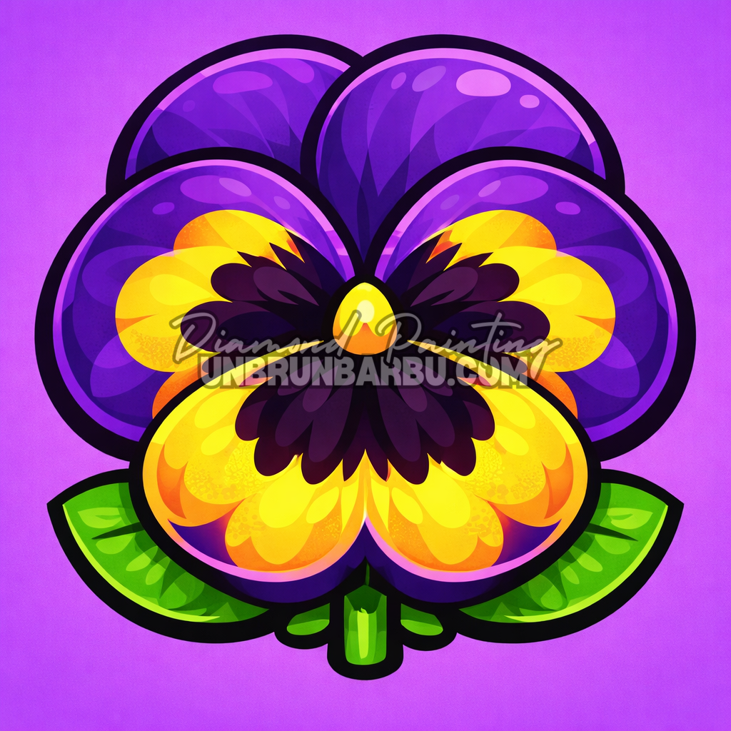 diamond painting pensee violette jaune 20x20