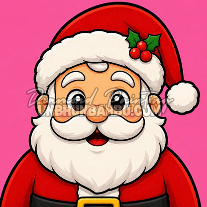 Diamond Painting Père Noël souriant 30x30 cm sur fond rose du Kit Medium Noël N°4