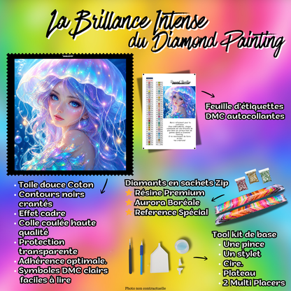 diamond painting reine des meduses 110x110 cm kit complet