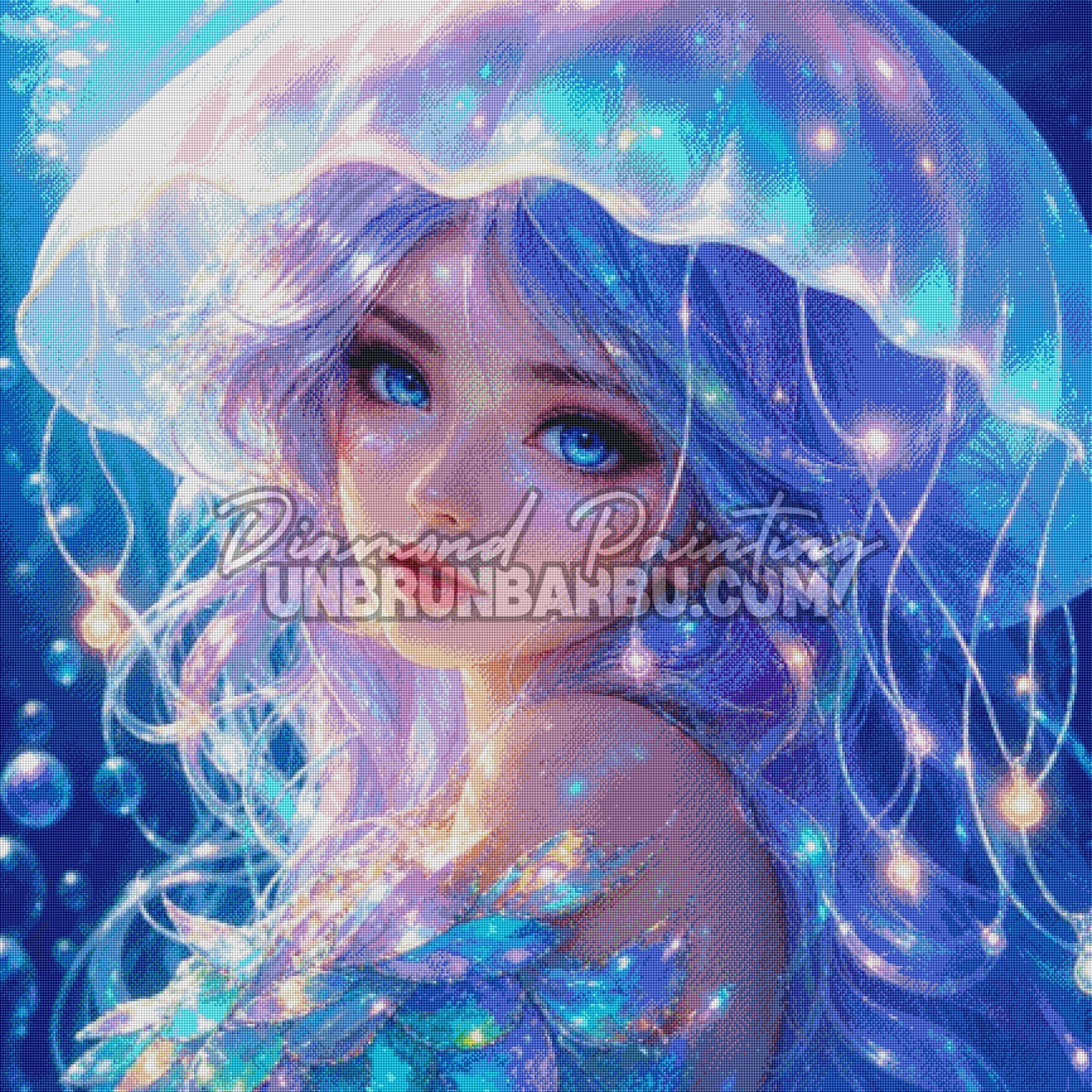 diamond painting reine des meduses 110x110 cm rendu diamante