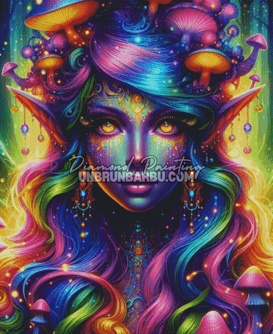 rendu diamond painting reine elfique diamants couleurs vives