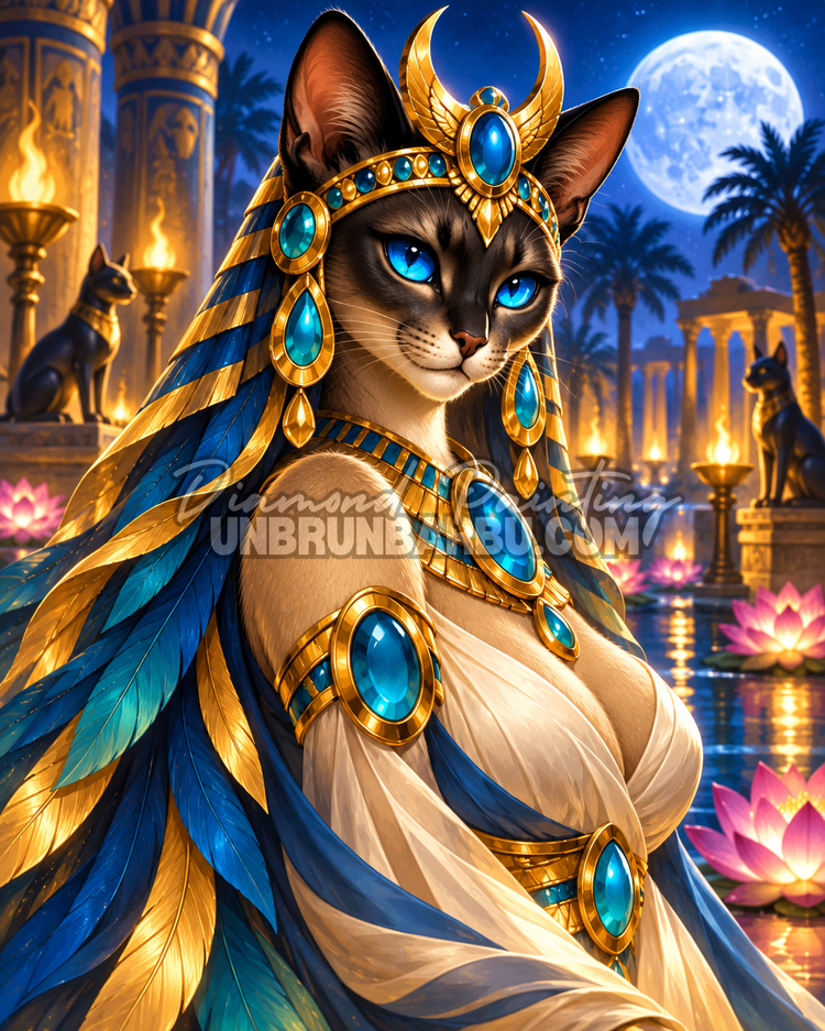 Diamond Painting – Reine Féline d’Égypte - 70x90 cm