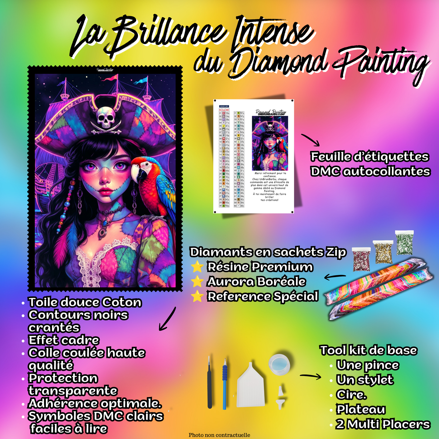 kit diamond painting reine maudite des mers noires 70x105 cm contenu complet premium