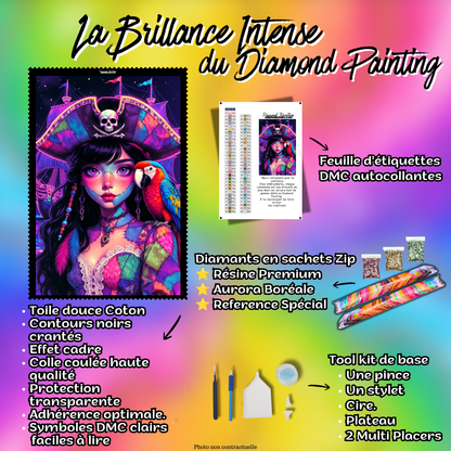 kit diamond painting reine maudite des mers noires 70x105 cm contenu complet premium
