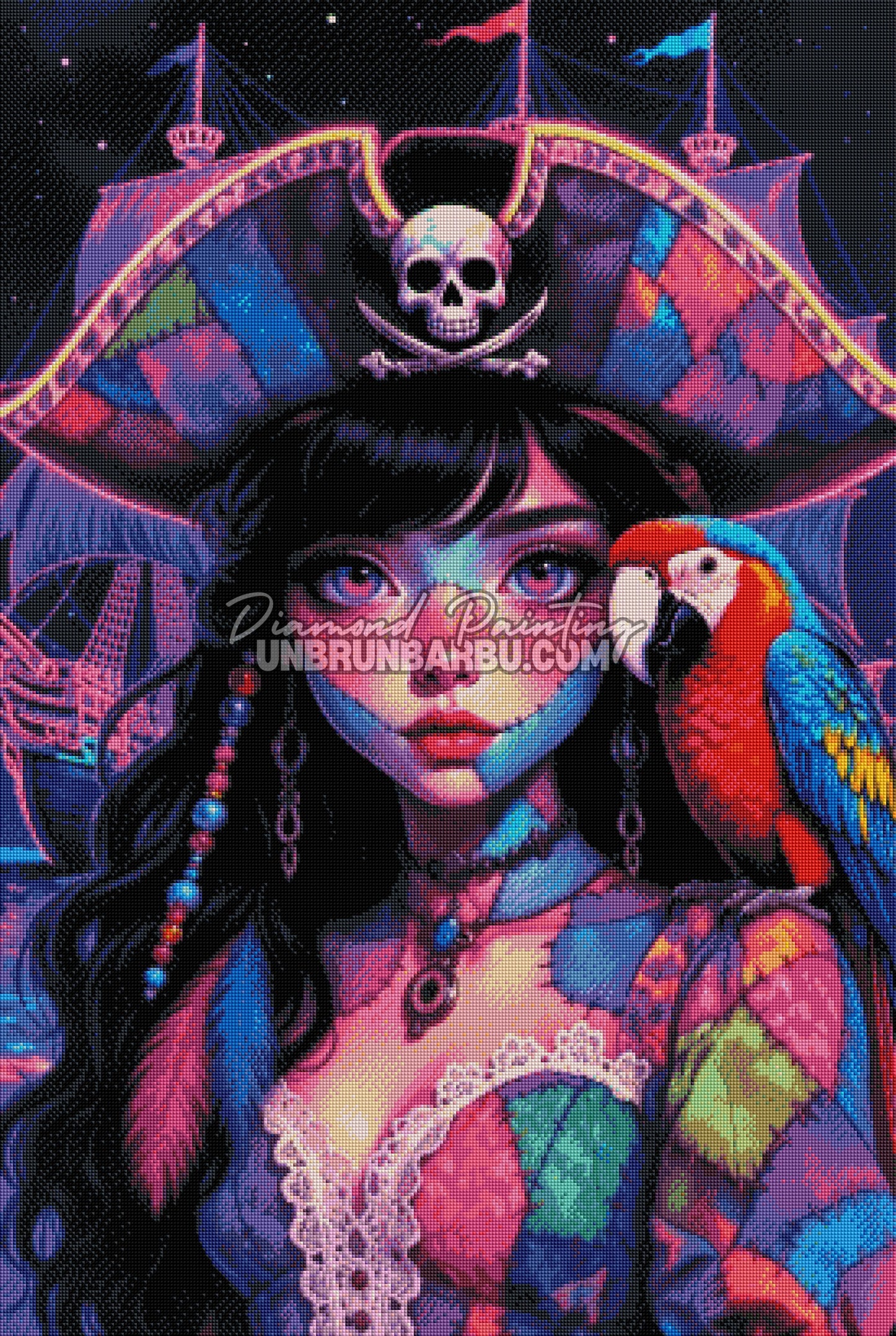 diamond painting reine maudite des mers noires 70x105 cm rendu diamante pirate fantasy