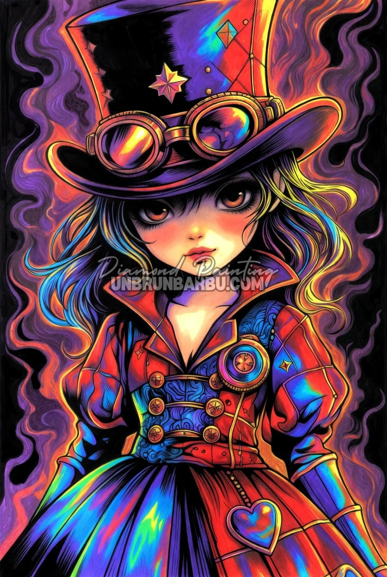 diamond painting reine neon mecanique 60x90 cm illustration steampunk fantasy