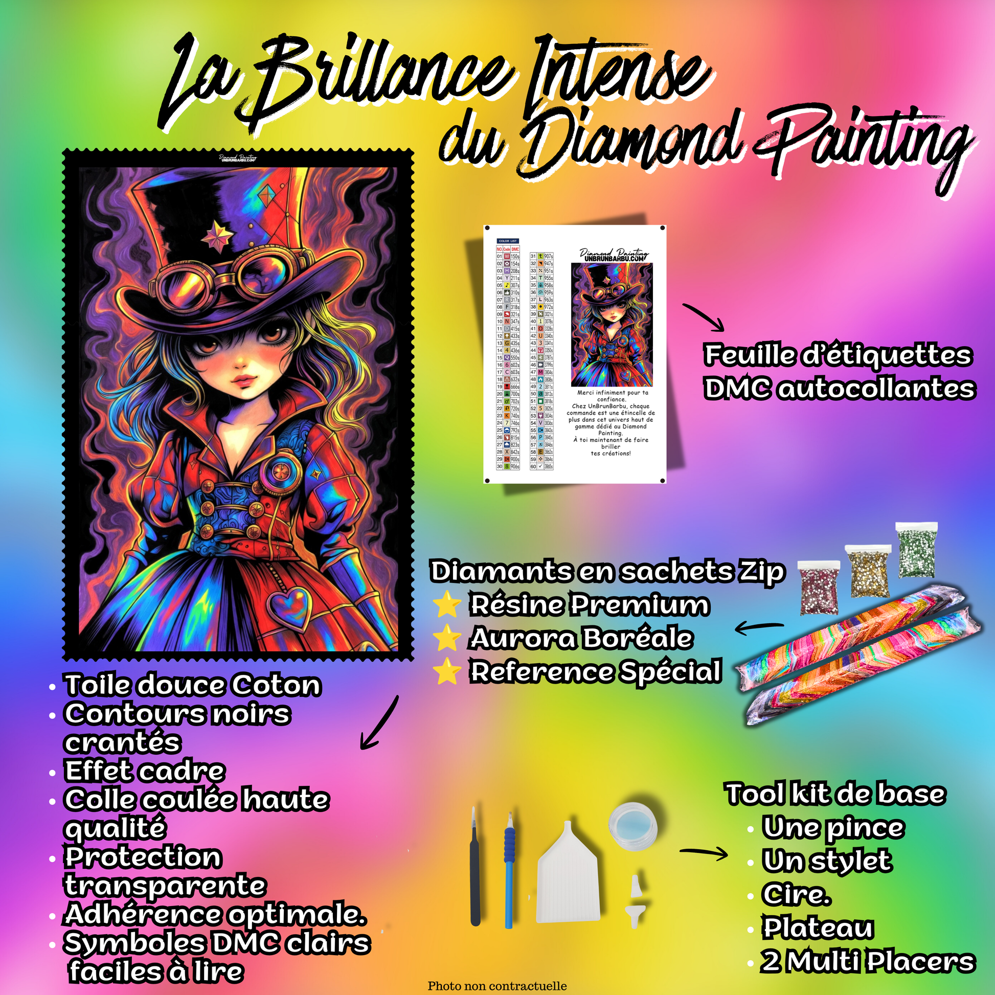 kit diamond painting reine neon mecanique 60x90 cm contenu complet premium