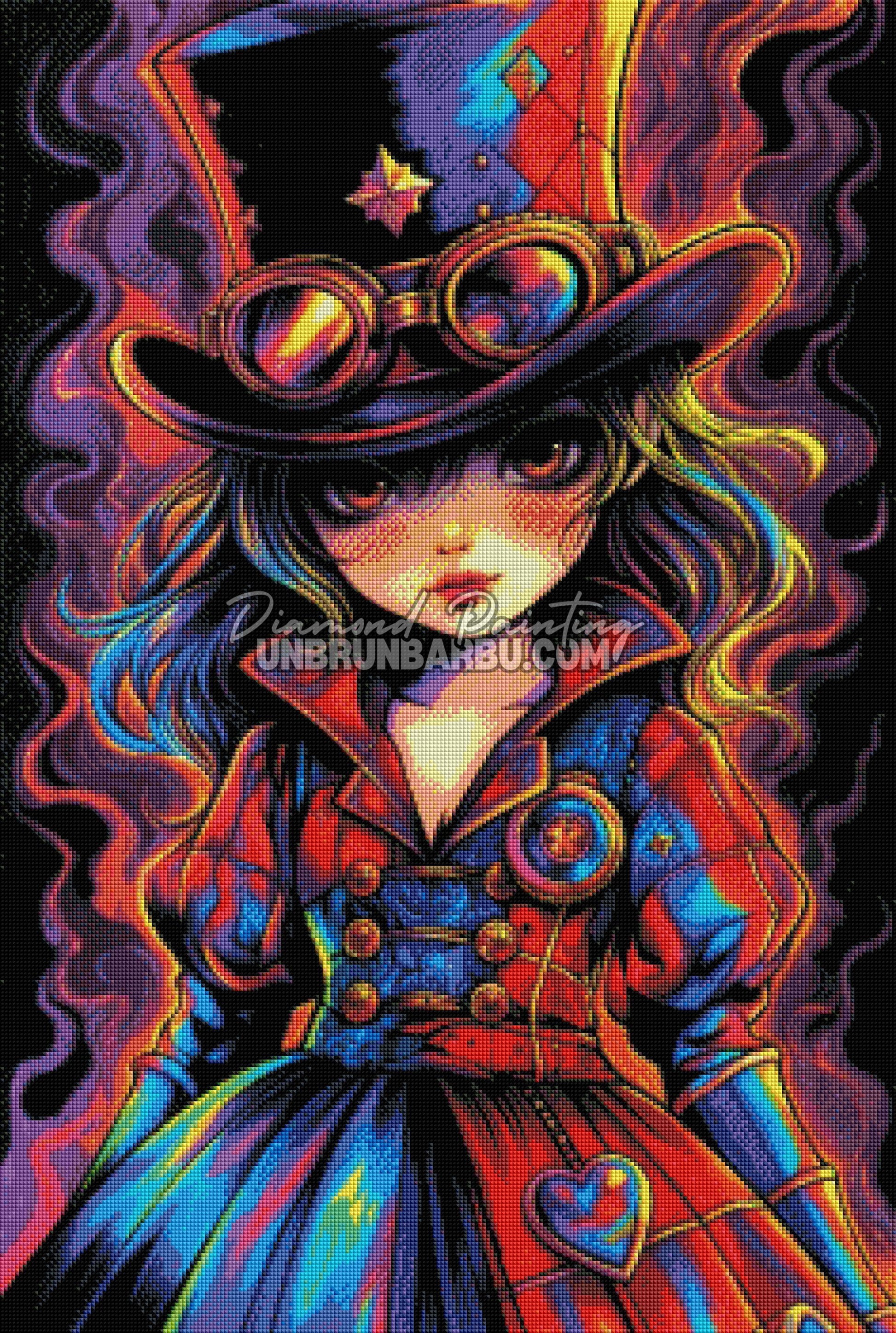diamond painting reine neon mecanique 60x90 cm rendu diamante neon steampunk