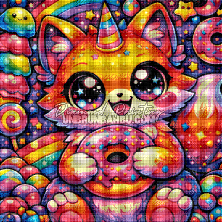 rendu diamond painting renard gourmand donut diamant