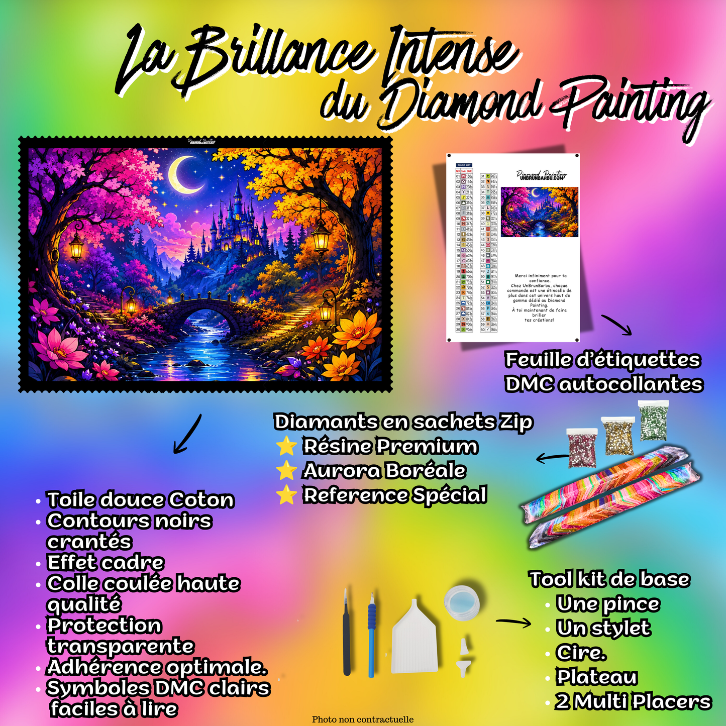 diamond painting riviere vers le chateau enchante 100x80 kit complet