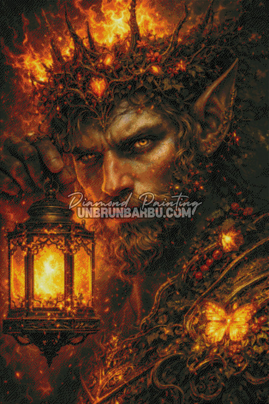 rendu diamond painting roi feu diamants lumineux