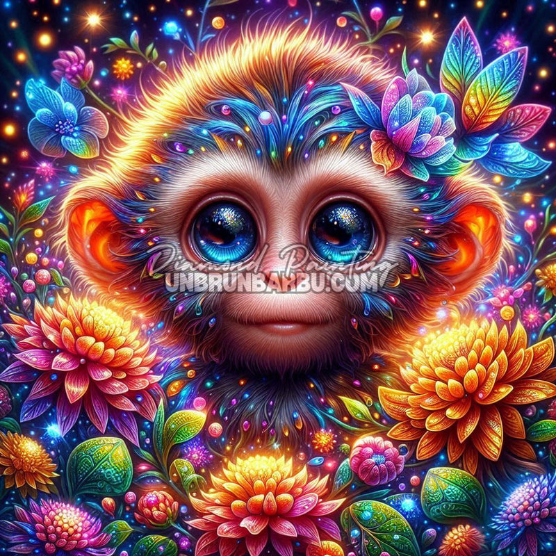 illustration diamond painting singe coloré yeux lumineux