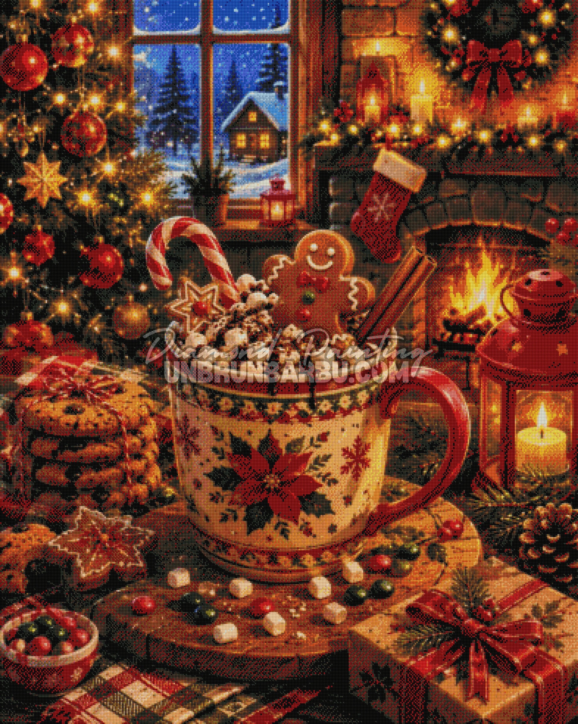 Rendu diamanté du Diamond Painting Soirée Gourmande de Noël 100x125 cm