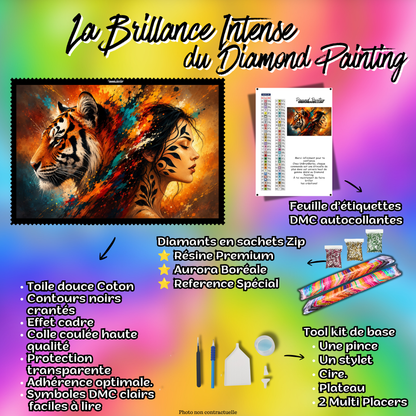 kit diamond painting souffle du tigre 130x90 cm contenu complet premium