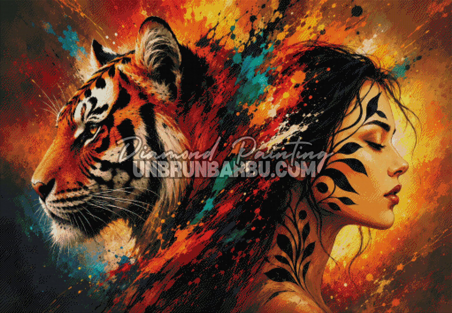 diamond painting souffle du tigre 130x90 cm rendu diamante complet