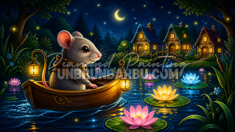 diamond painting souris ceremonie des nenuphars 120x70 cm illustration