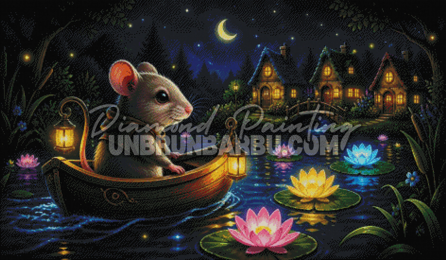 diamond painting souris ceremonie des nenuphars 120x70 cm rendu diamante