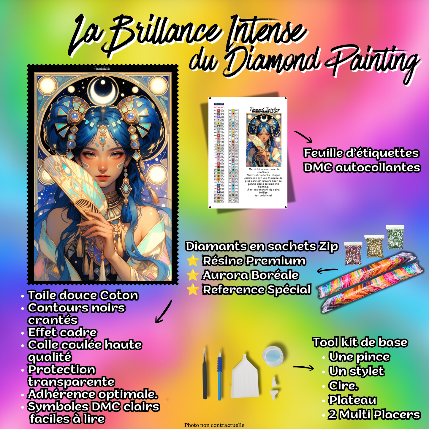 kit diamond painting splendeur astrale 80x120 cm contenu complet premium
