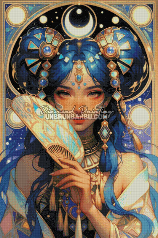 diamond painting splendeur astrale 80x120 cm rendu diamante lune etoiles