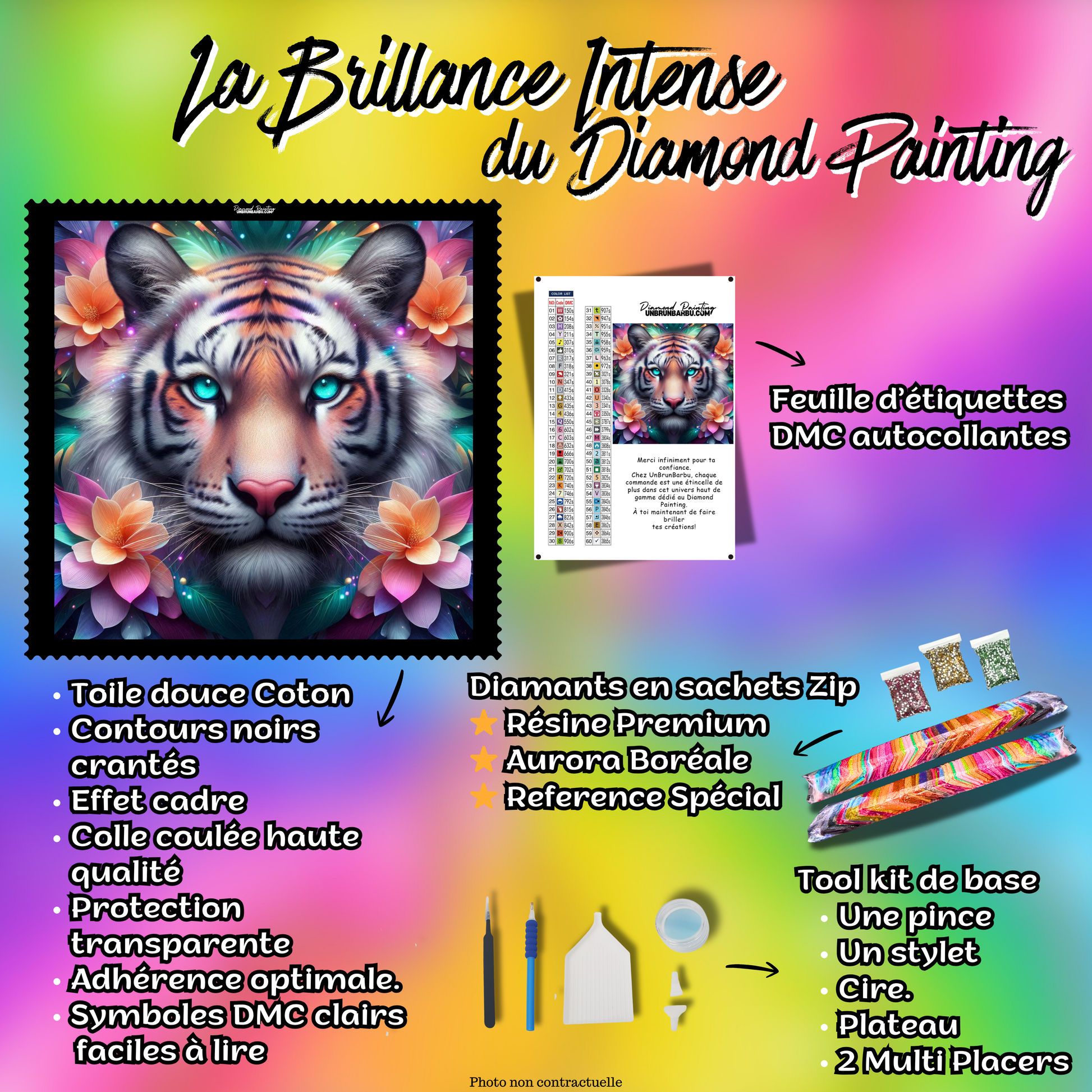 kit complet diamond painting tigre de la nature 70x70