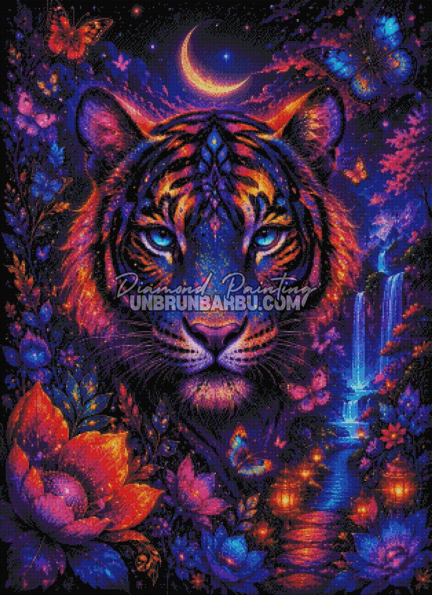 Diamond Painting Tigre des Cascades Magiques 80x110 rendu diamante complet