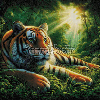 rendu diamond painting tigre jungle effet diamants