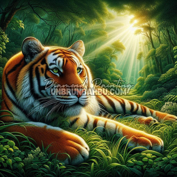 Diamond Painting – Tigre Lumière de la Jungle - 100x100 cm