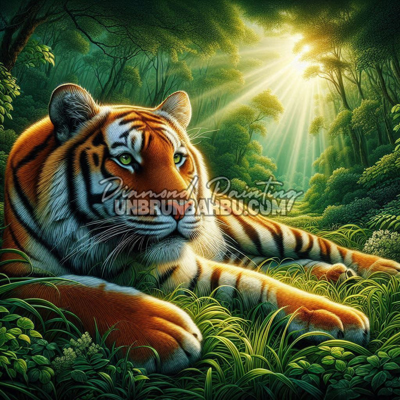illustration diamond painting tigre jungle lumiere nature