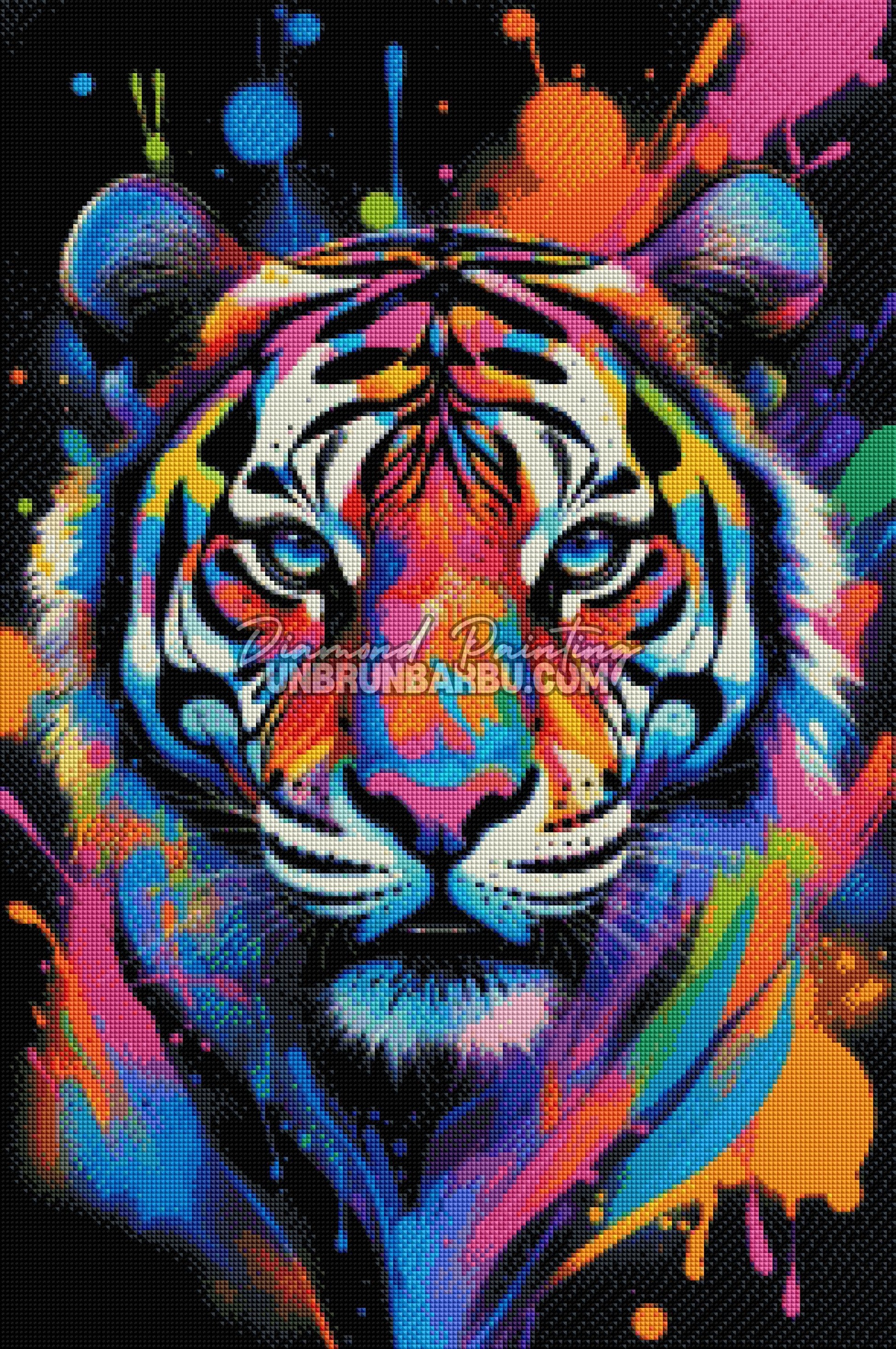 rendu diamond painting tigre effet diamants brillants