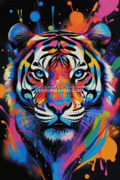 rendu diamond painting tigre effet diamants brillants