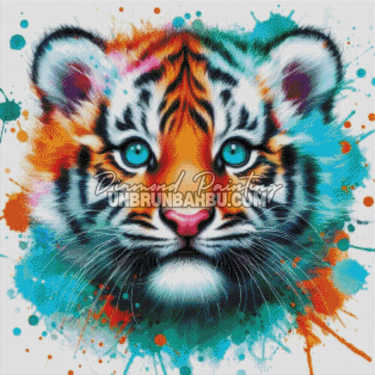 rendu diamond painting tigre color diamants brillants