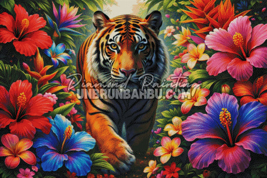 rendu diamond painting tigre tropical diamants couleurs