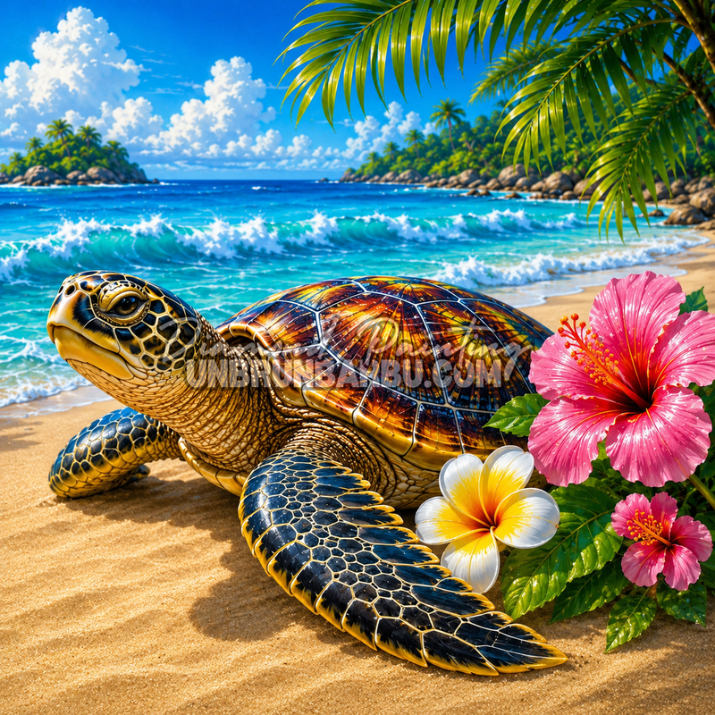 diamond painting tortue des lagons turquoise 90x90 illustration