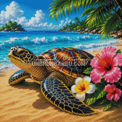diamond painting tortue des lagons turquoise 90x90 rendu diamante