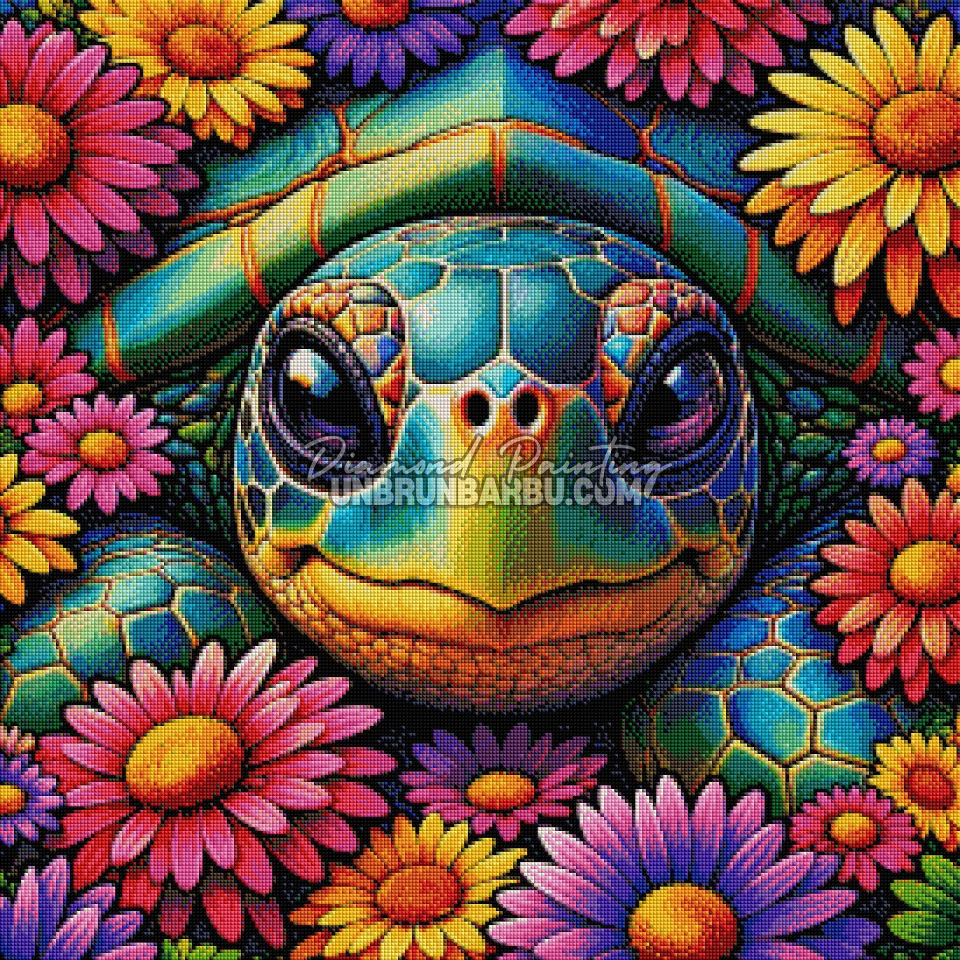 diamond painting tortue gardienne des fleurs 70x70 rendu diamante