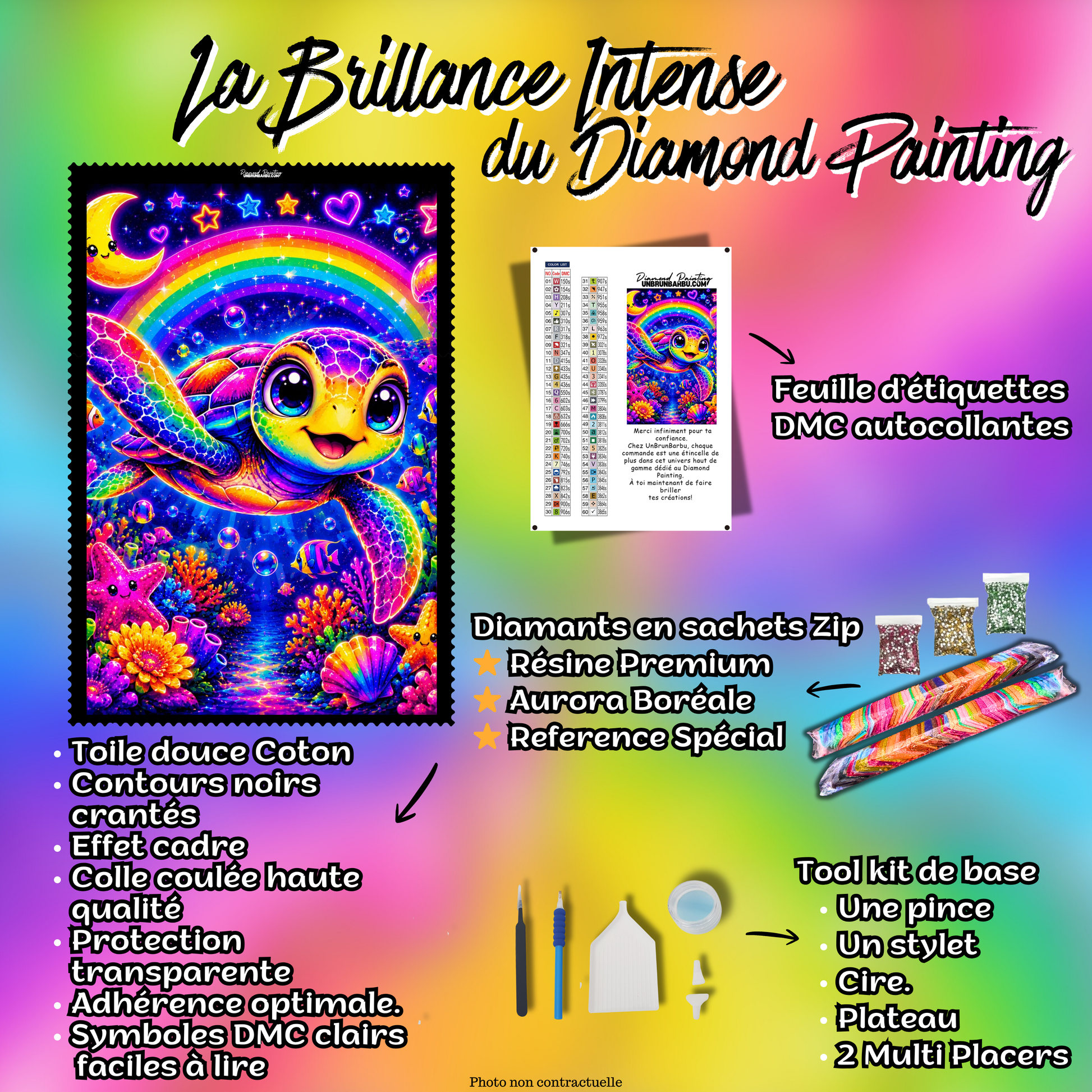 diamond painting tortue des lagons magiques 70x90 kit complet avec toile diamants et accessoires