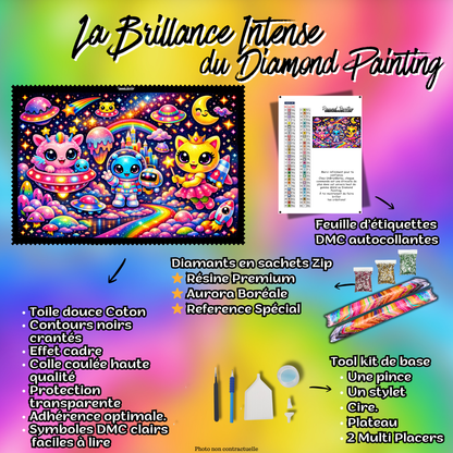 kit complet diamond painting univers extraterrestre magique 120x80
